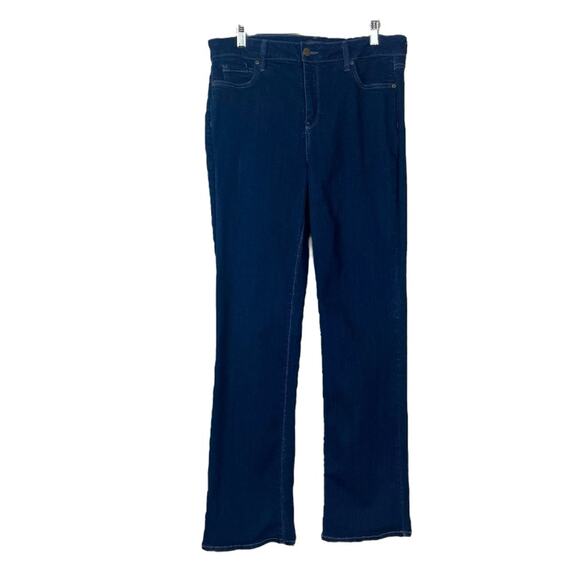 NYDJ Marilyn Straight Leg Jeans Mid Rise Dark Wash Slimming Women’s Size 14 - Picture 1 of 7
